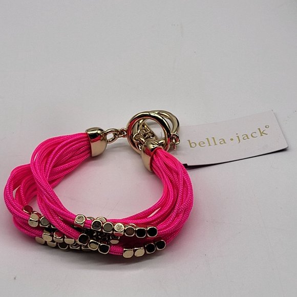 bella jack multi strand hot pink gold tone beaded bracelet barbiecore - Picture 2 of 9
